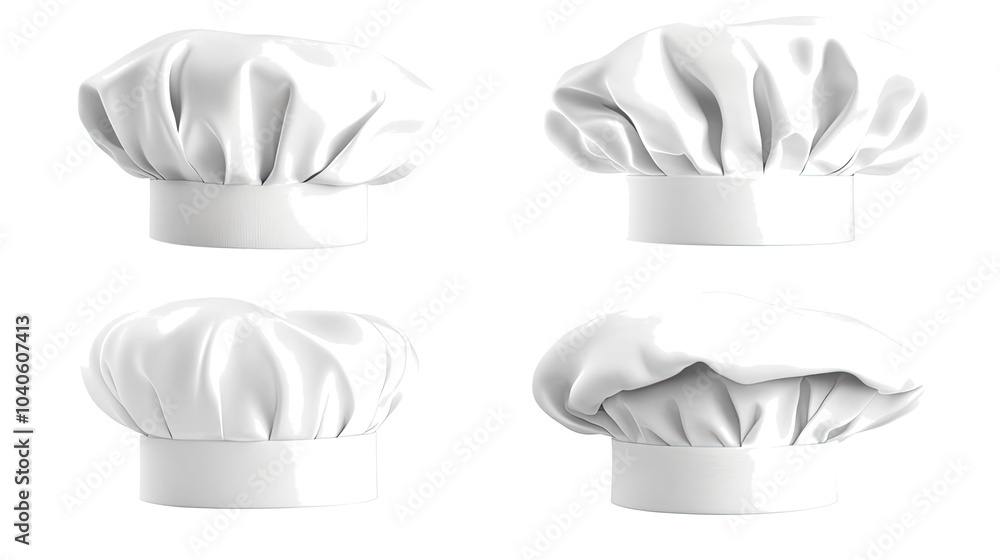 Aufkleber collection of white chef hats isolated on a transparent background generative ai