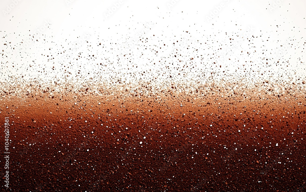 Aufkleber abstract design featuring a gradient of brown shades with scattered particles creating a unique text