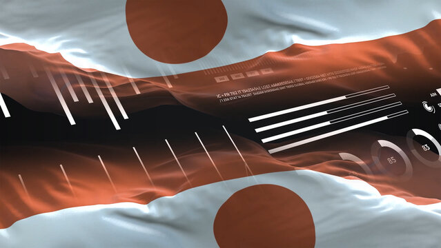 Niger flag - Waving flag on report analytics data statement - Powered by Adobe