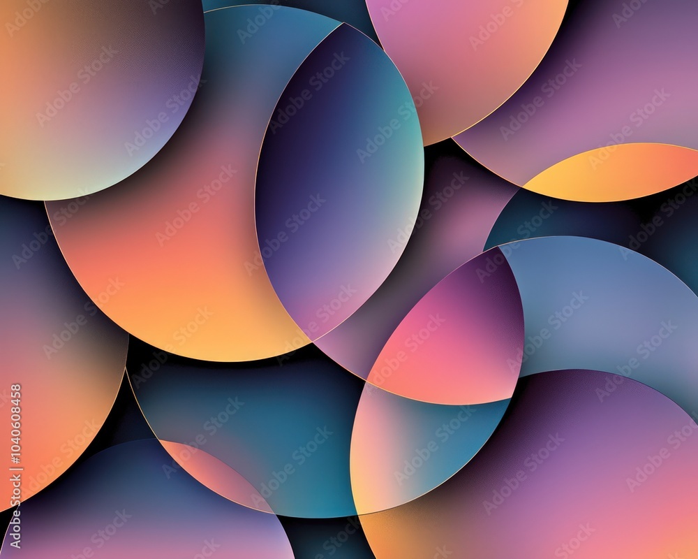 Canvas Prints layered circles with transparent gradients and metallic highlights