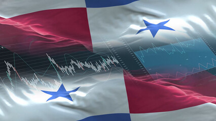 Panama flag - Waving flag on report analytics data statement