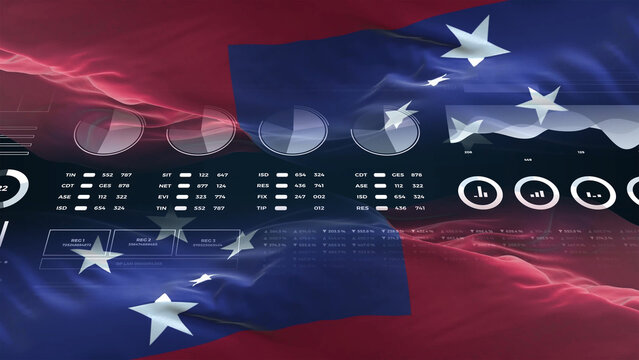 Samoa flag - Waving flag on report analytics data statement