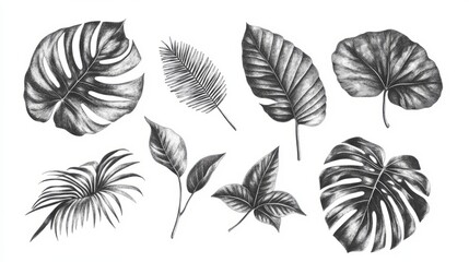 Fototapeta premium Monochrome Leaf Illustrations