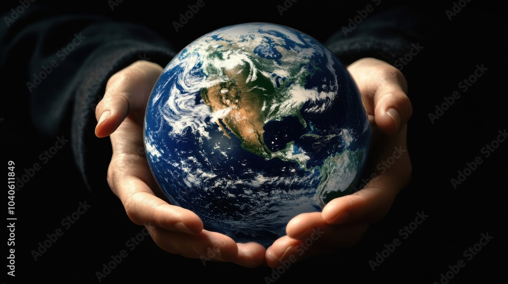 Poster a powerful image of a person holding a globe, symbolizing the responsibility and impact of modern gl