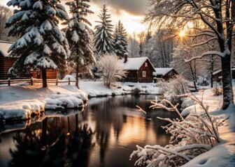 New Year's background, beautiful snowy winter