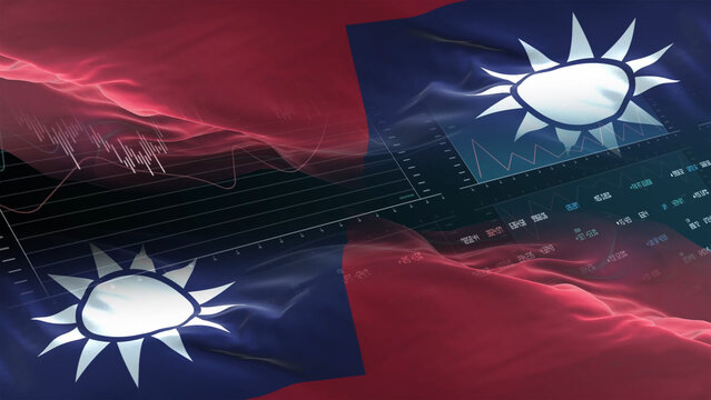 Taiwan flag - Waving flag on report analytics data statement