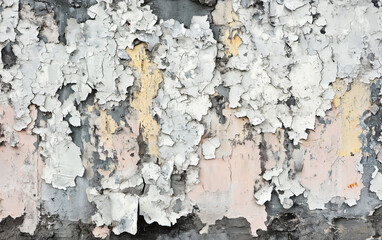 Peeling Paint: The texture of an old wall with layers of paint peeling away.