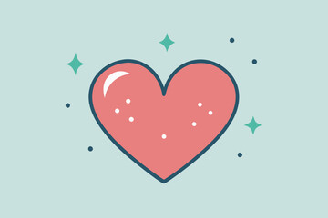 A heart with tiny stars surrounding it.Collection of Love Heart Symbol Icons . Love Illustration Set with Solid and Outline Vector Hearts
