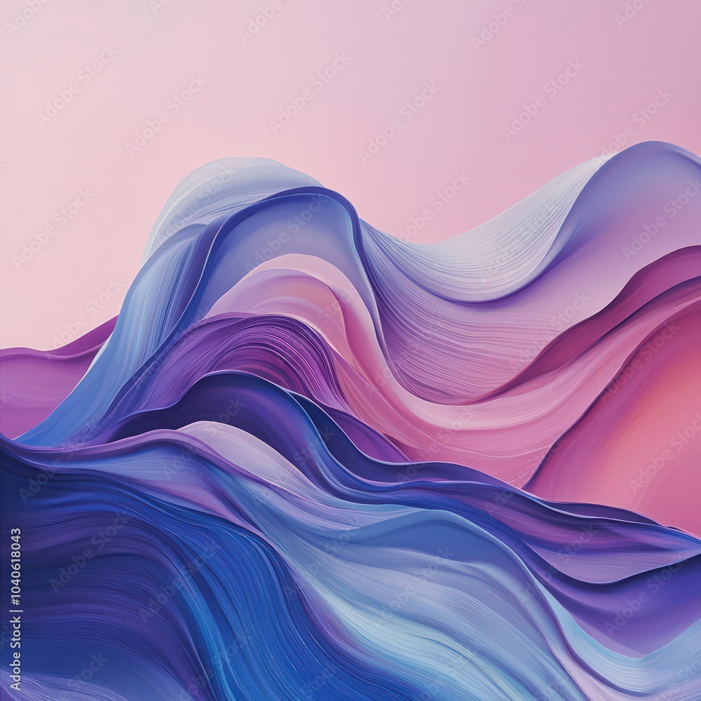 Wall mural soft, flowing wave-like gradients creating depth and motion
