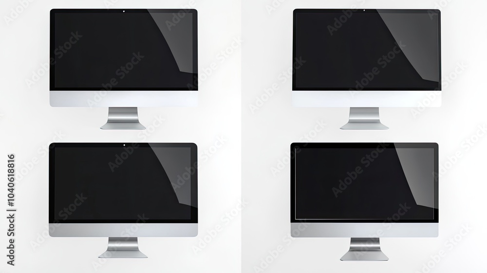 Poster modern desktop computer screens mockup arranged in a creative layout generative ai