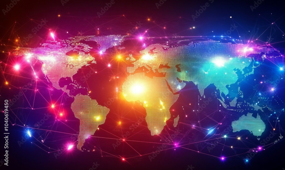 Poster global network background, communication technology for internet business. social network and teleco
