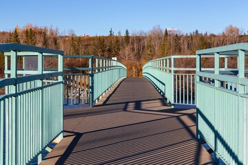 Pedestrian and Equestrian Footbridge over Elbow River, Weaselhead Flats Natural Environment Park, Glenmore Reservoir Southwest Calgary Alberta Canada