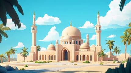 Scenic Desert Mosque