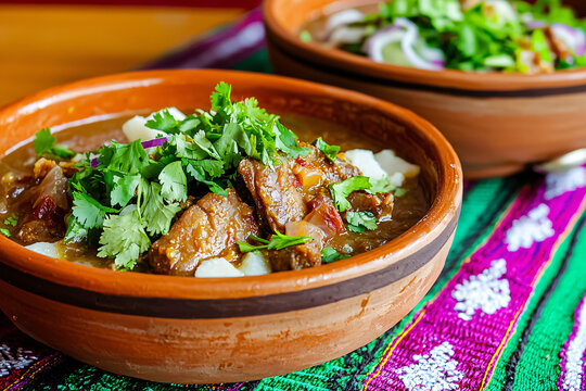 Salvadoran sopa de pata in traditional clay bowl, garnished authentically