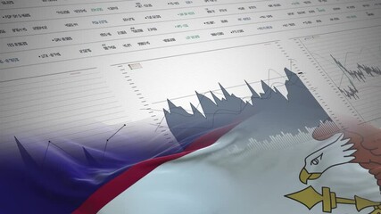 American Samoa flag - Waving flag on report analytics data statement - Powered by Adobe