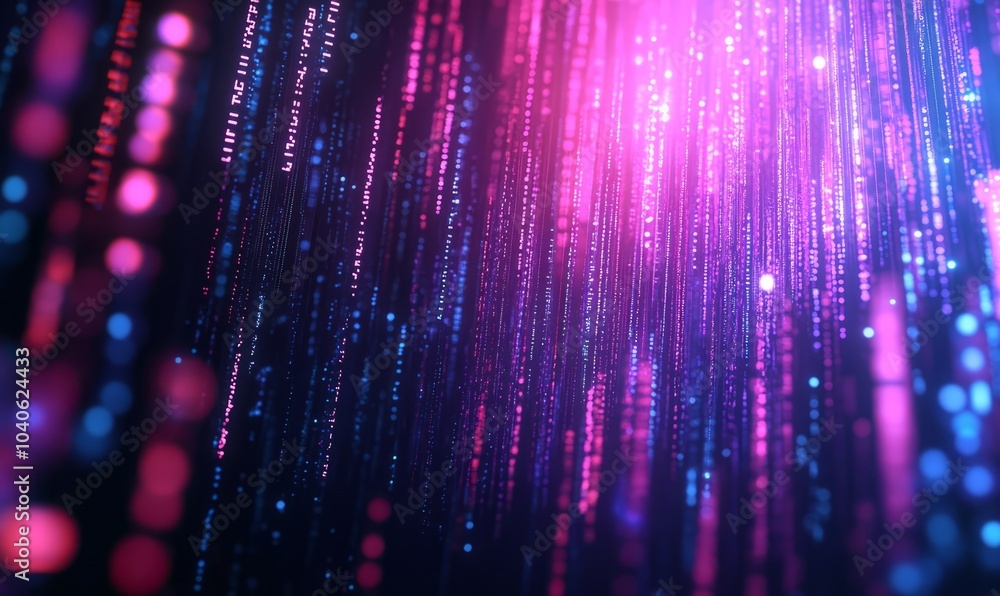 Poster digital cyberspace with particles and digital data network connections concept