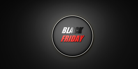 Black friday sale text on black background, black friday sale discount. 3d render.