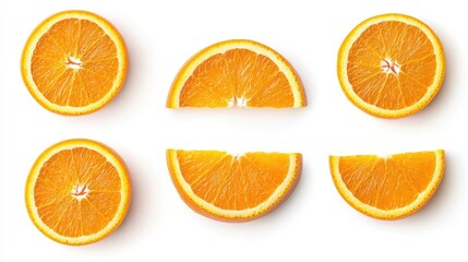 Freshly Cut Orange Slices Arranged on a White Background for Display Generative AI