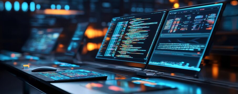Advanced algorithm visualization tools, interactive holograms, modern coding workspace