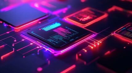 AI-driven debugging tools, glowing holographic panels, advanced developer setup