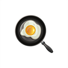 Sunny Side Up Eggs on a Frying Pan Isometric Flat Icon Isolated in White, vector 10 eps.