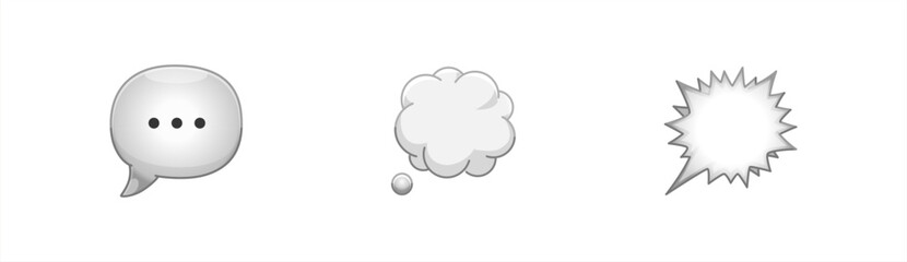 Crayon speech bubble set. Round, cloud and star frame for text. Chalk texture dialog balloon. Vector illustration 10 eps.