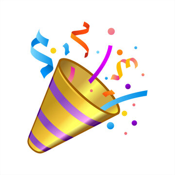 Naklejki Vector icon party popper. Cartoon emoji of birthday confetti explosion. Simple minimal illustration isolated on white background, vector 10 eps.
