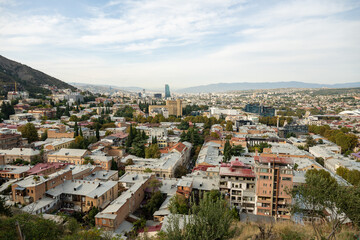 View from the hill of mother Georgia on the city center of Tbilisi, Georgia