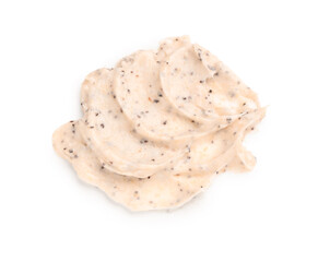Sample of body scrub on white background