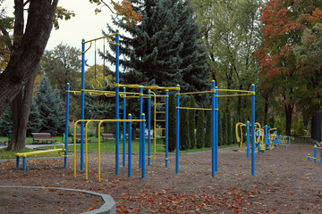 Sports ground in an autumn park.