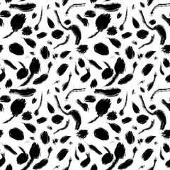 Seamless abstract geometric pattern. Background in black, white. Illustration. Lines, stains. Design for textile fabrics, wrapping paper, background, wallpaper, cover.