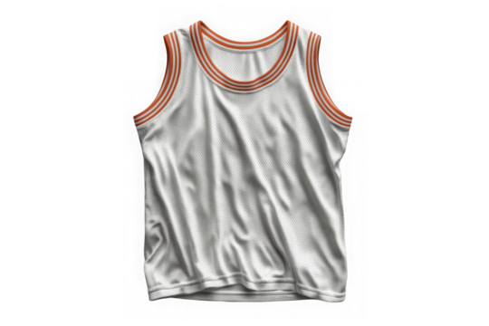 White Basketball Jersey without number isolated on transparent background, png file, no background png file