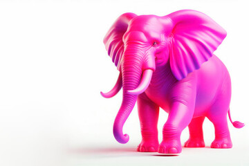 Bright pink elephant on a light background. Space for text.
