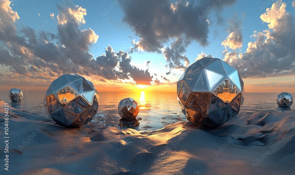 Poster abstract environment map, spherical panorama background, light source rendering with icosahedron obj