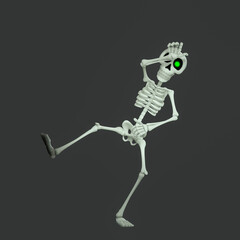skeleton cartoon is doing a loser dance