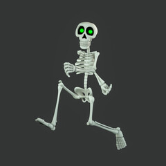 skeleton cartoon is running fast