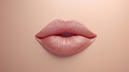 Close-up portrait highlighting female lips enhanced with beautiful lipstick, emphasizing their soft curves and vibrant hue.