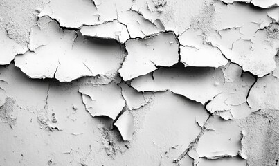 Cracked peeling white paint texture on a wall