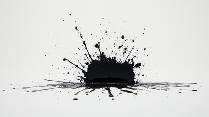 Black paint explosion on white background