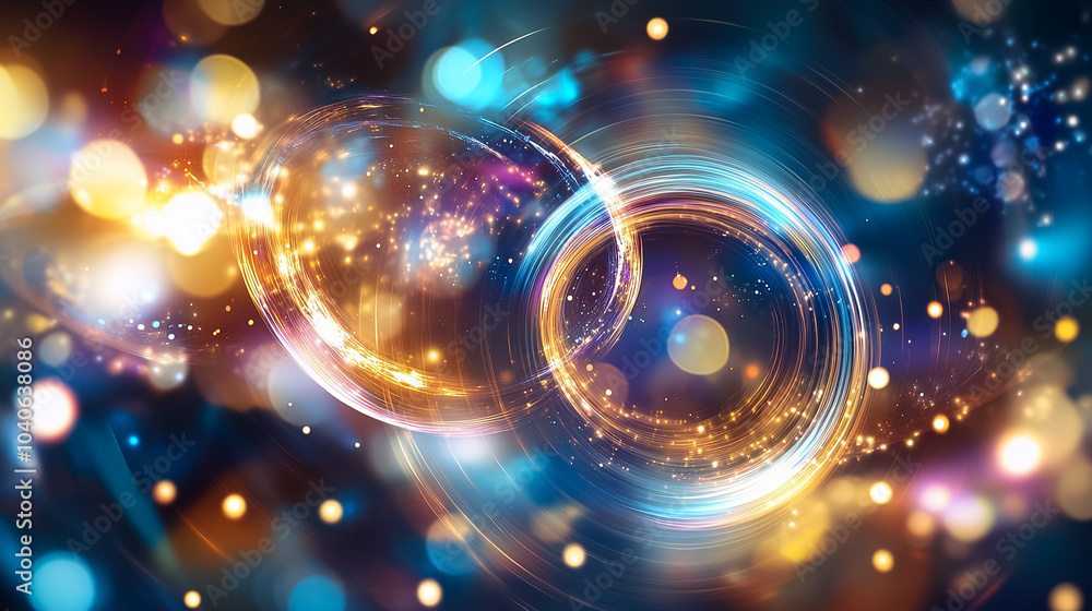 Poster this visualization showcases quantum computing elements interacting in a colorful and dynamic digita
