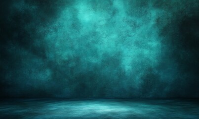 dark blue background texture with black vignette in old vintage textured border design dark elegant teal color wall with light spotlight center