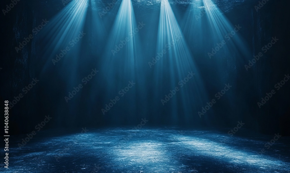 Aufkleber dark abstract background. empty neon stage with rays
