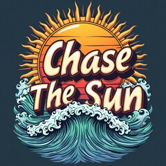 Chase the Sun Vibrant Ocean Wave & Sunset Design