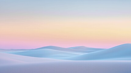 A serene desert landscape at dawn, symbolizing the enduring connection between earth and sky, pastel sunrise colors, smooth sand textures, minimalistic composition