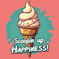 Happy Ice Cream Cone Scoopin' Up Happiness Design