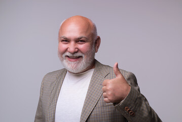 Like concept. Choice Feedback. Senior Hand with Thumbs up, like, good and yes. Old man with Like...