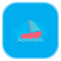 Ship icon vector image with a blue background