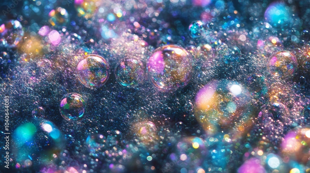 Poster abstract texture of soap foam bubbles against a dark background a unique top view perspective