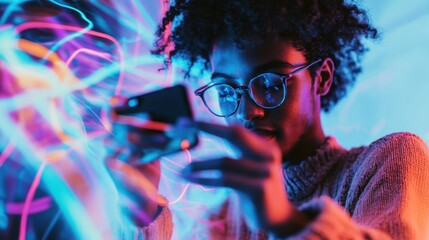 A social media influencer creating engaging content with vibrant visuals and interactive elements, Influencer scene, Dynamic style