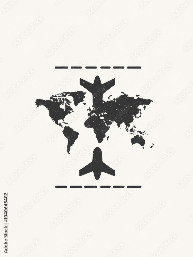 Poster a passport stamp silhouette overlays a subtle world map, emphasizing the thrill of international jou